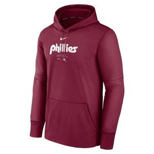 Nike Philadelphia Phillies Practice Performance Pullover Hoodie in burgundy sz L
